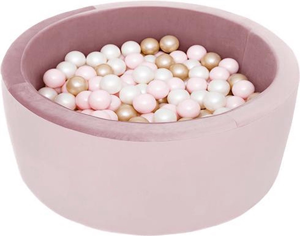 Ronde Ballenbad 90x40 Velvet Lila - Ballenbak met 300 ballen - Goud