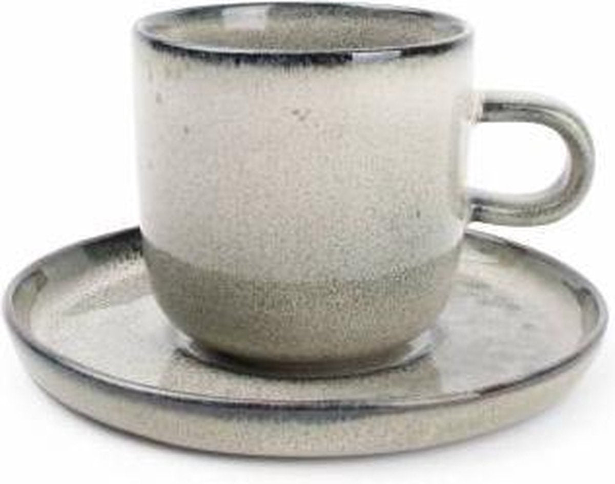 S&P MERIDIAN kop en schotel grijsgroen 240 ml (set/4)