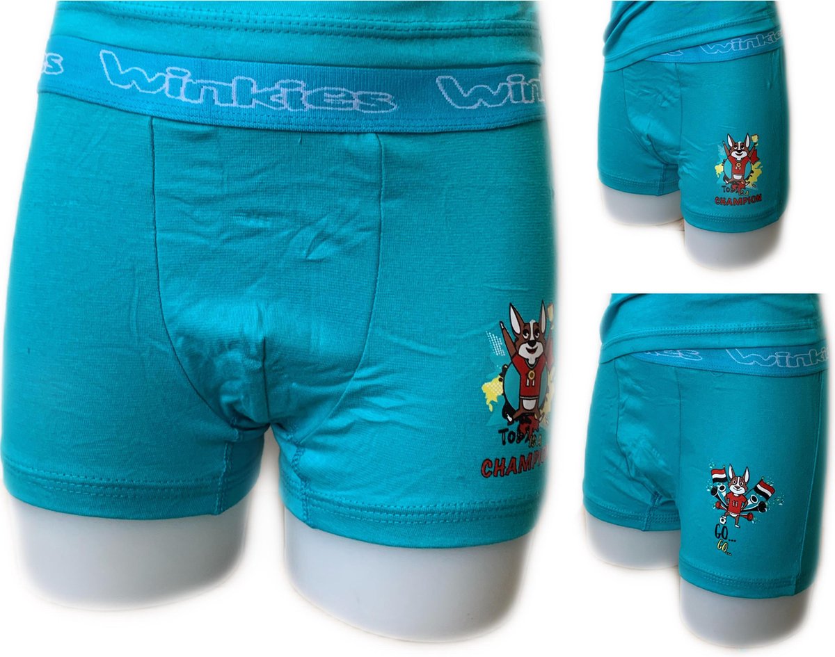 Embrator 2-stuks Jongens Boxershorts met opdruk turquoise 128/134