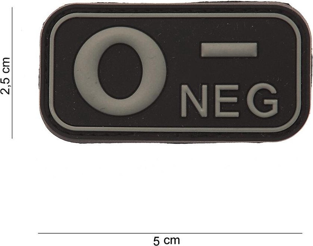 Embleem 3D PVC Bloedgroep O- NEG zwart