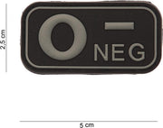 Embleem 3D PVC Bloedgroep O- NEG zwart