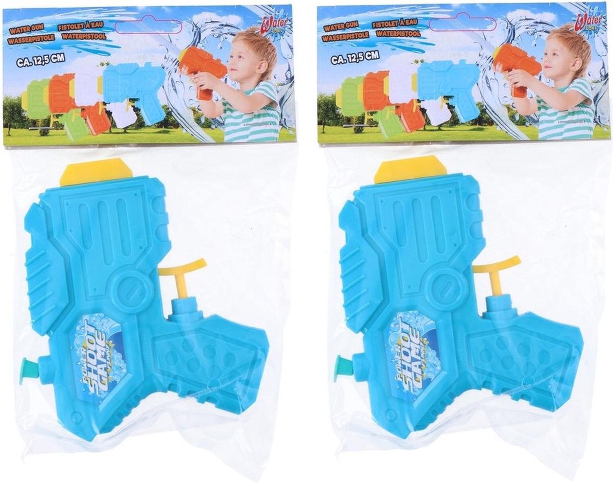 10x Waterpistolen/waterpistool klein van 12 cm blauw kinderspeelgoed - waterspeelgoed van kunststof