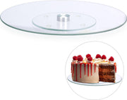 relaxdays taartplateau - draaibaar - serveerplateau - taartstandaard - 30 cm - glas