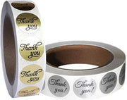 2 rollen stickers * 1000 stickers * Thank You zilver en goudkleur 2