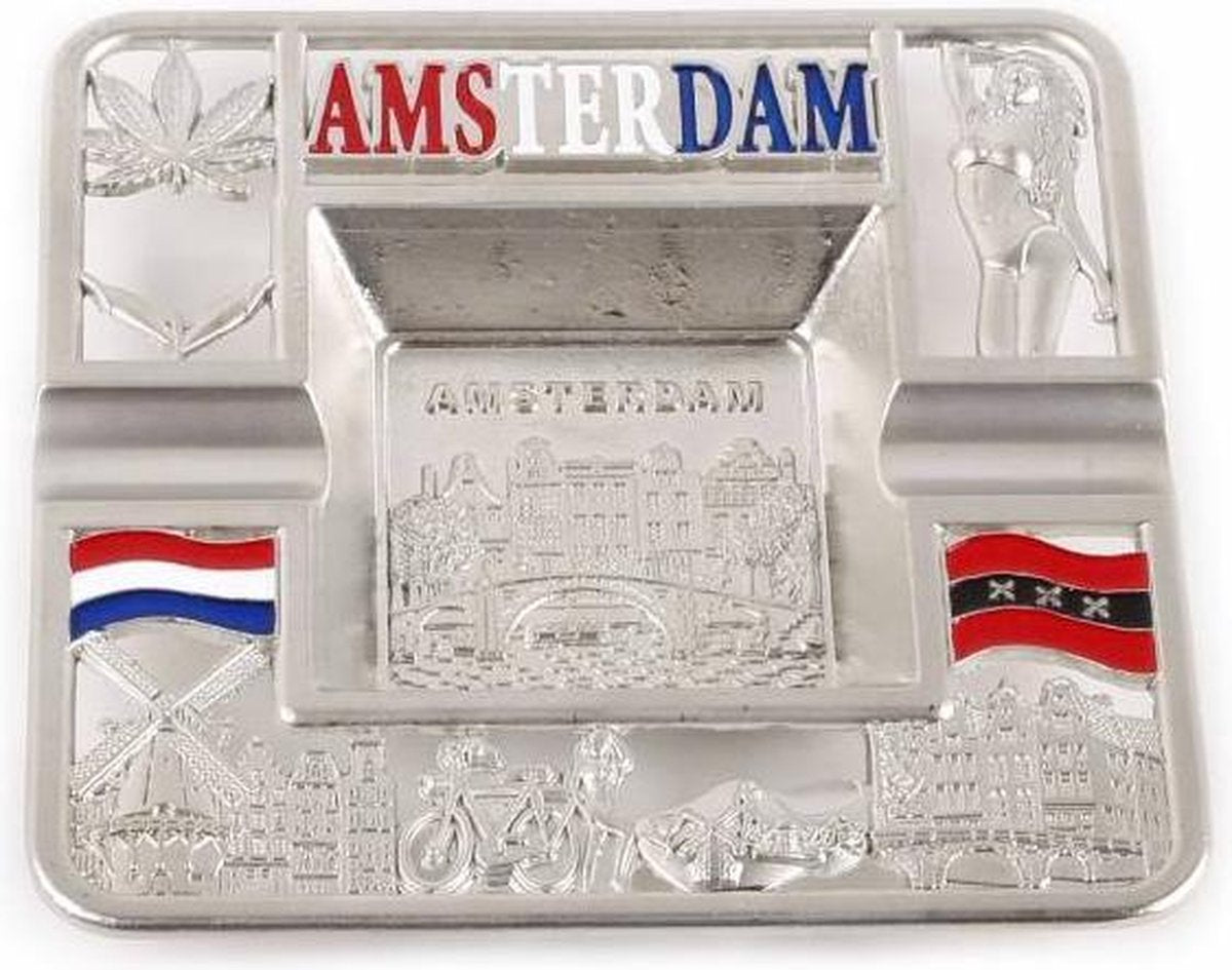Asbak Vierkant Amsterdam Compilatie Zilver - Souvenir