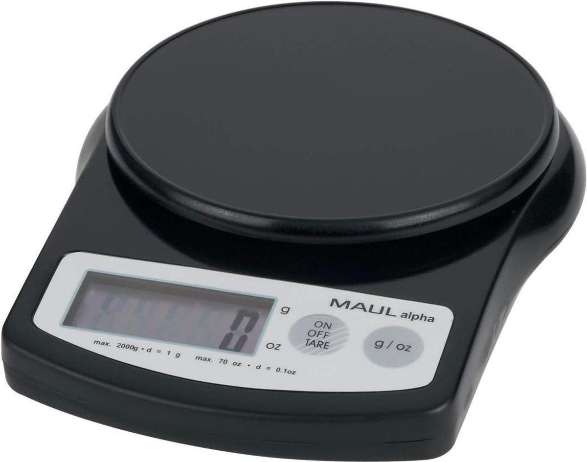 Maul MAULalpha 2000G Brievenweegschaal Weegbereik (max.): 2 kg Resolutie: 1 g werkt op batterijen Zwart