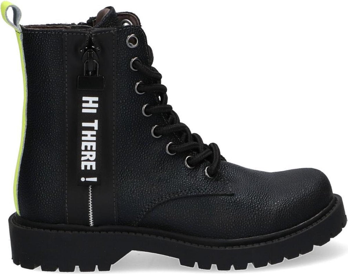 Braqeez Belle Boot Veterboots - Laarzen Met Veters - Meisjes - Zwart - Maat 36
