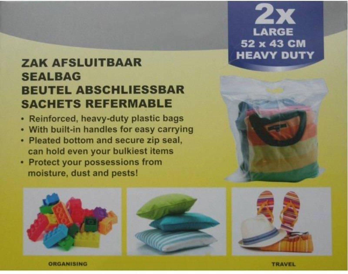 Aflsuitbare Huishoudzak 2 Stuks XL – 52x43x1cm | Opberger voor Spullen voor op Reis of tijdens de Verhuizing | Verhuis Opbergtool