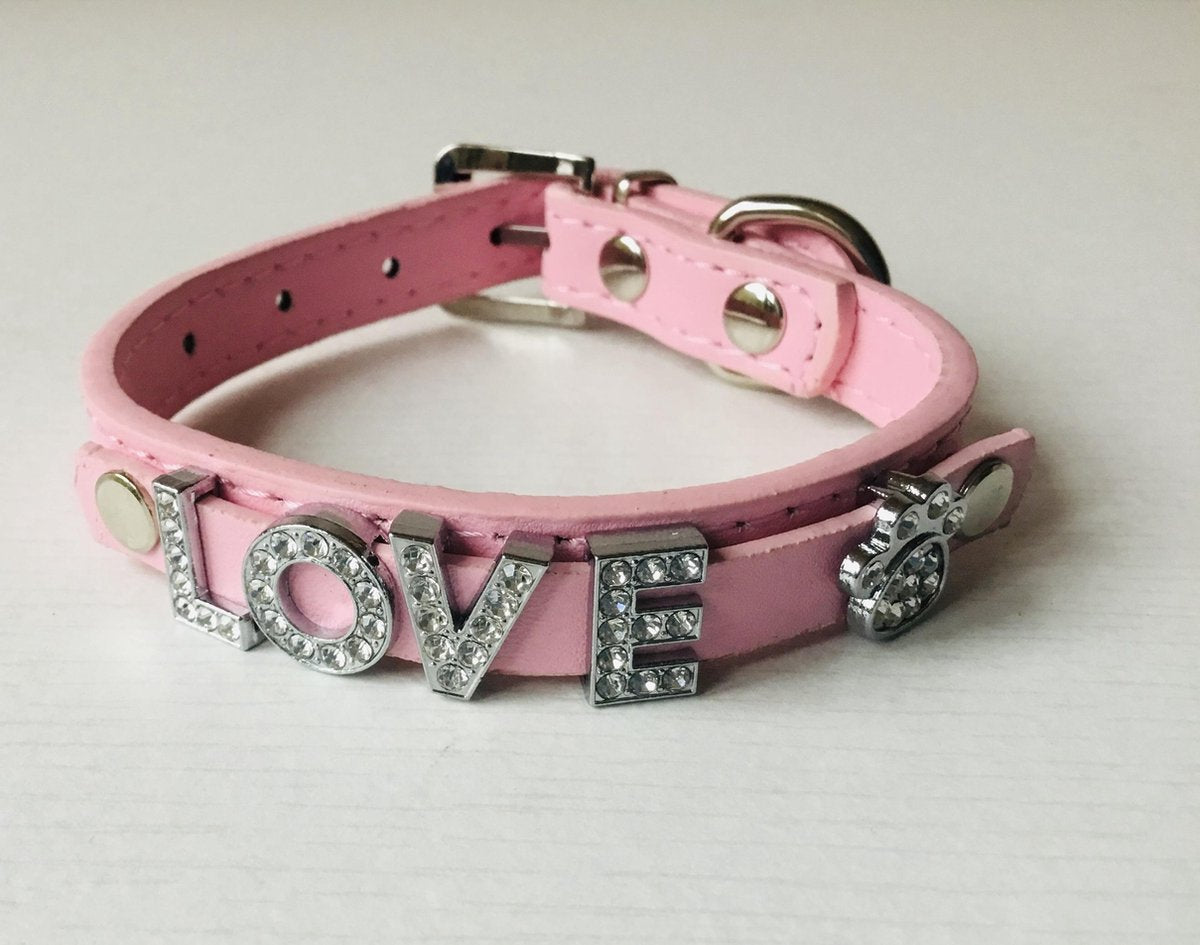 Hondenhalsband Leer - Roze - Voor Kleinere Honden - 19.5 tot 26 CM Halsbreedte