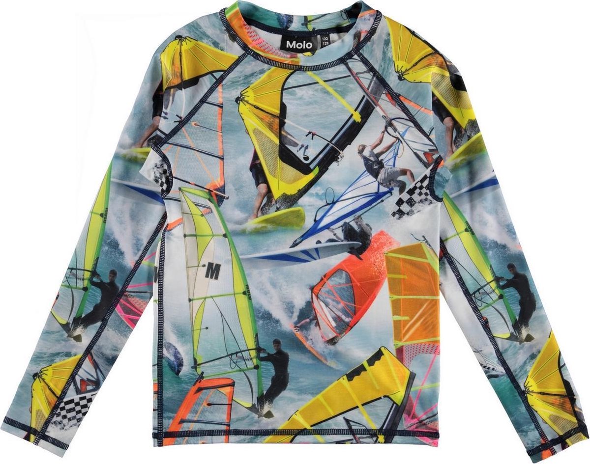 Molo - UV-zwemshirt met lange mouwen kinderen - Neptune - Windsurfers - maat 92-98cm