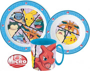 Pokémon  3 delig ontbijtset - bord - kom - grote beker 350ml - magnetron bestendig