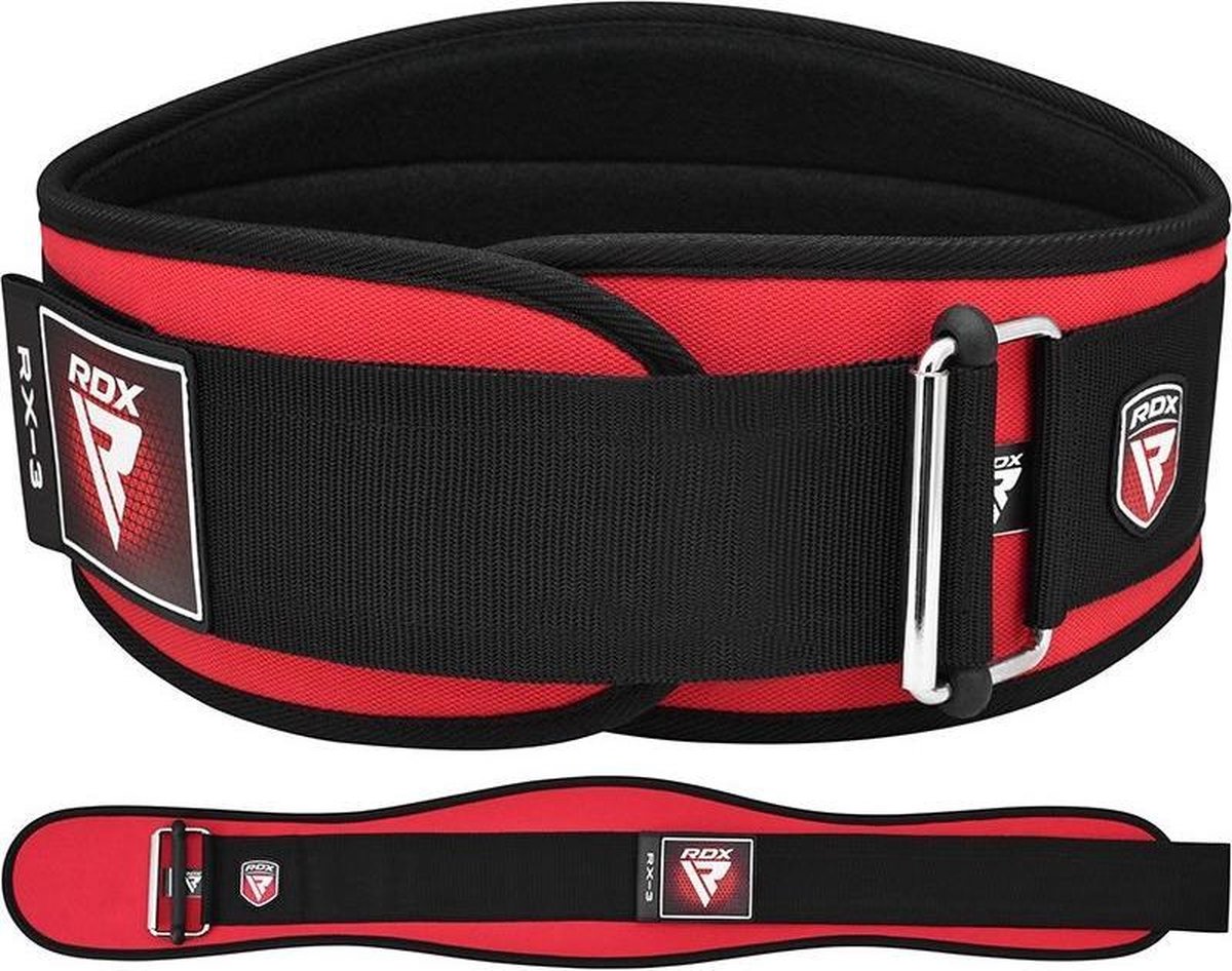 RDX X3 Lifting Belt - Fitness Riem - Powerlift Riem - Neopreen - Rood - Maat: L