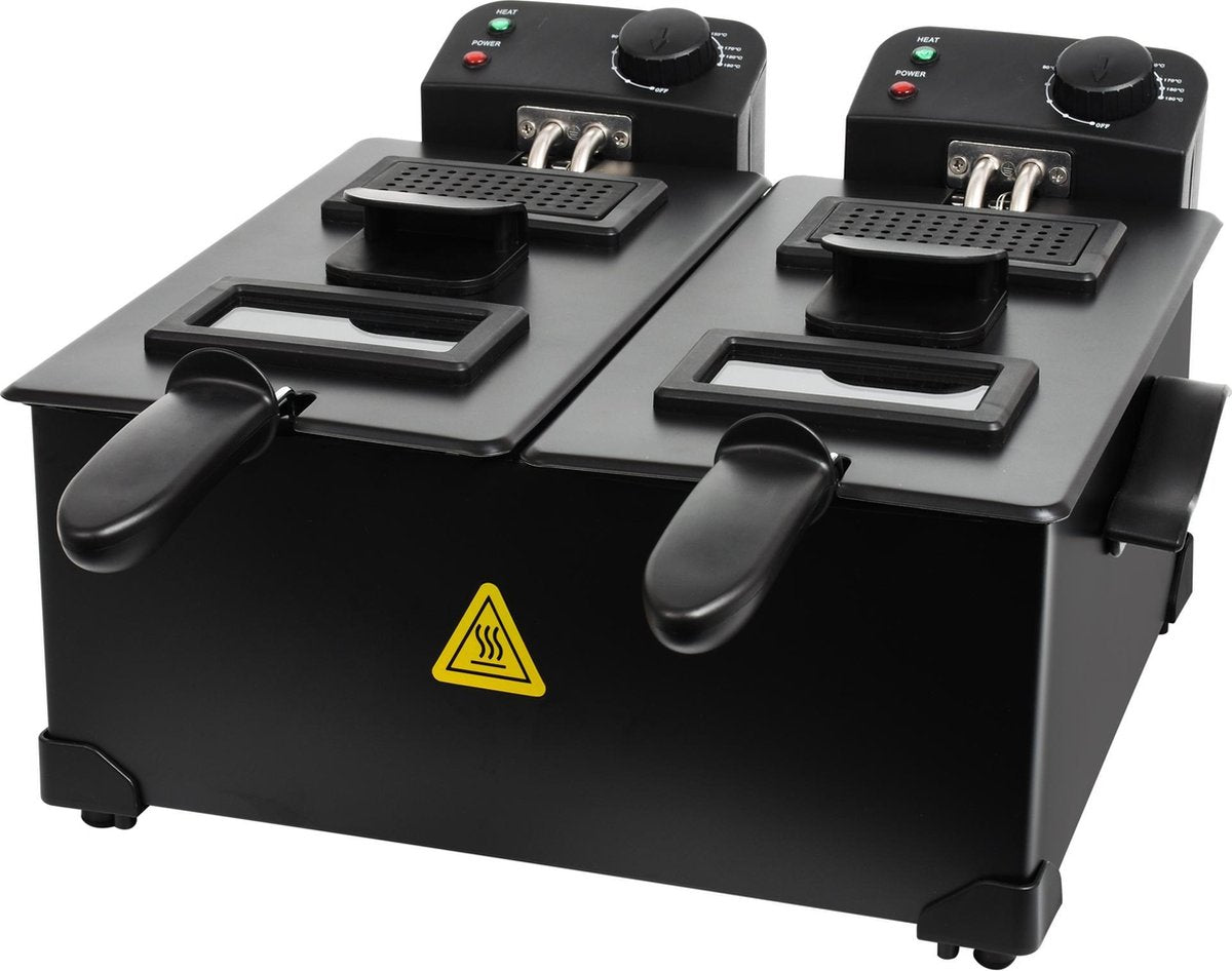 Turbotronic DF-2 Duo - Dubbele frituurpan - 2x 3 Liter - Zwart