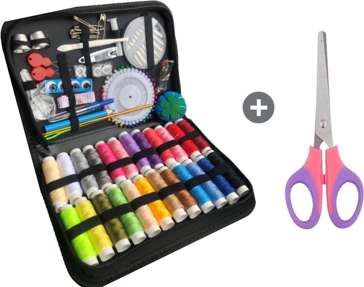 Naaiset - Naaidoos - Naaibox - Naaien - Naai set - draad - naalden - INCLUSIEF GROTE SCHAAR - met rits
