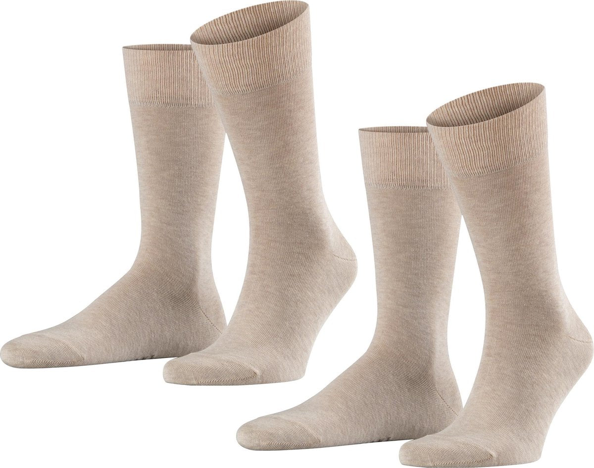 FALKE Happy 2-Pack Heren Sokken - Beige - Maat 43-46