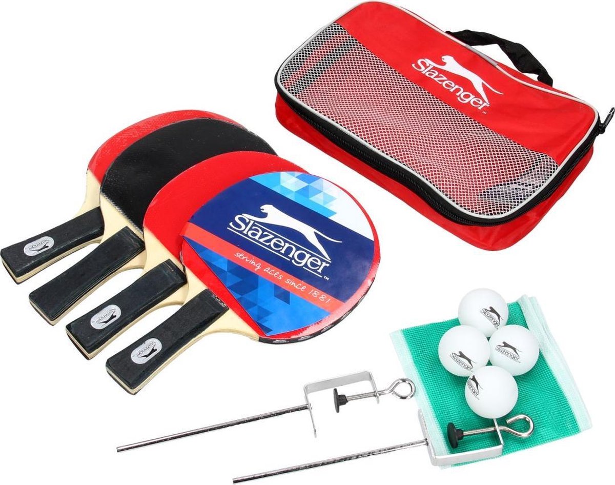 Slazenger - tafel tennisset - 4 bats - net - 4 ballen - opbergtas