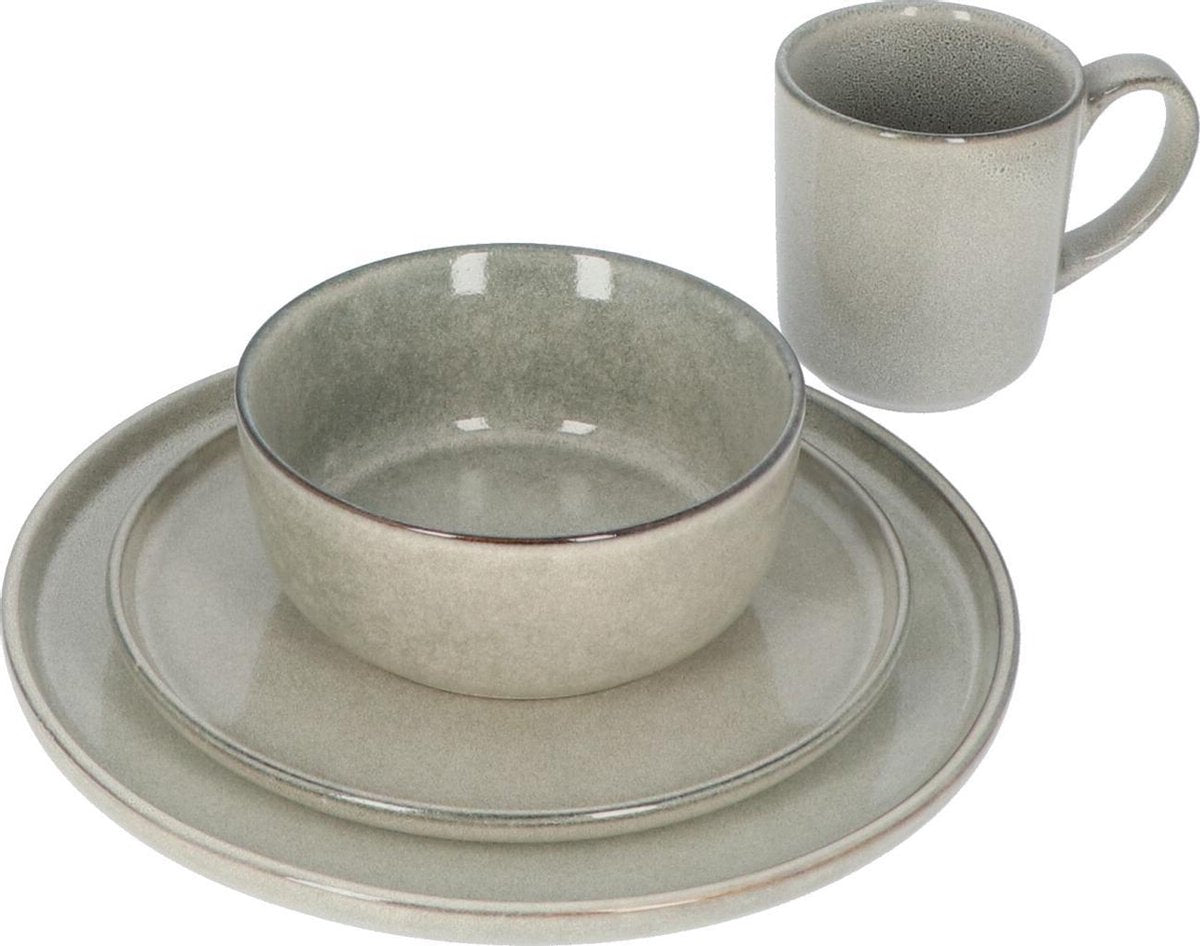 4goodz Aardewerk Servies 4 personen / 16 delig - Zandkleurig