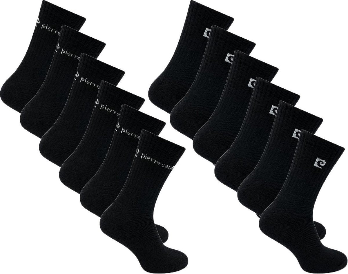 Pierre Cardin - Heren Sokken 12-Pack Casual-Sport Sokken - Zwart - Maat 39-42