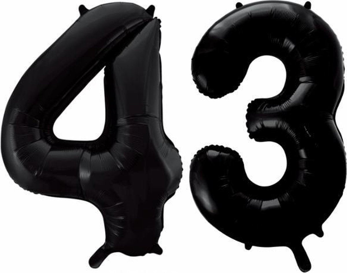 Folieballon 43 jaar zwart 41cm