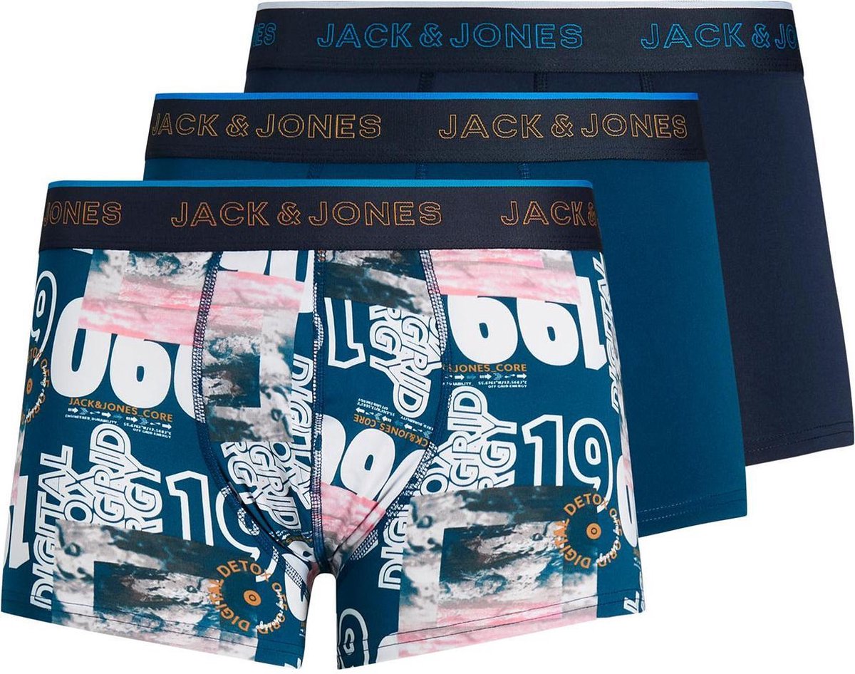 Jack & Jones jongens - 3 boxers - blauw - JACclound - maat 152