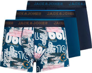 Jack & Jones jongens - 3 boxers - blauw - JACclound - maat 152