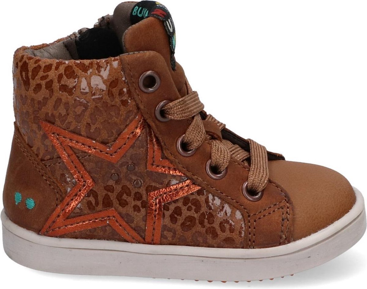 Bunnies JR 220745-513 Meisjes Hoge Sneakers - Bruin - Leer - Veters