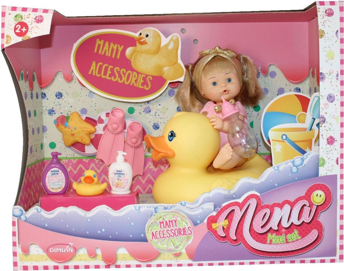 Baby and Toddler 36cm Babypop Nena met Badeend en accessoires