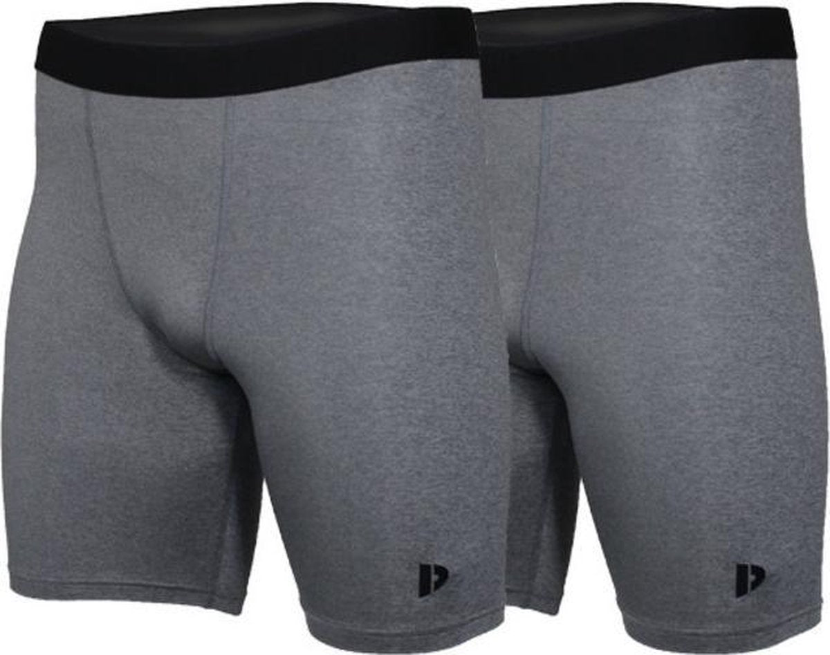 2-Pack Donnay compressie short - Sportbroek - Heren - Maat M - Grijs gemêleerd