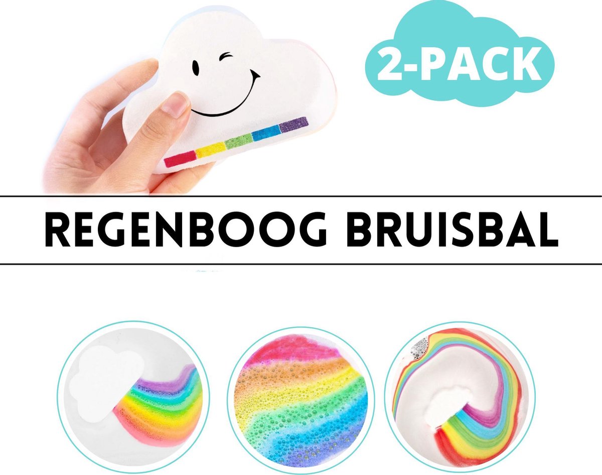 Regenboog bruisbal - natuurlijke bruisbal - 2 stuks - giftset - handmade - bruisbal voor in bad