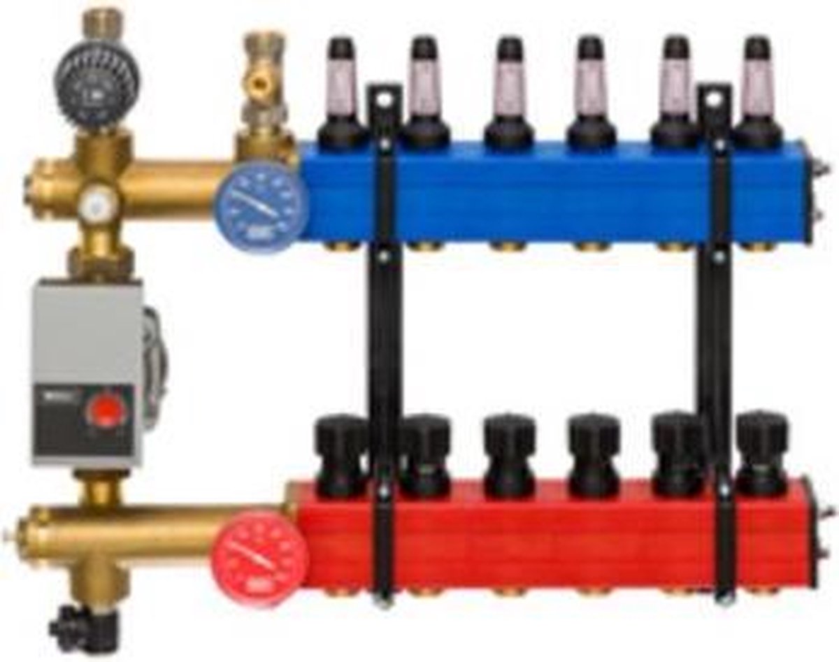 Komfort SBK 4803 verdeler vloerverwarming bovenaansluiting m. energiezuinige A-label pomp 3-groeps
