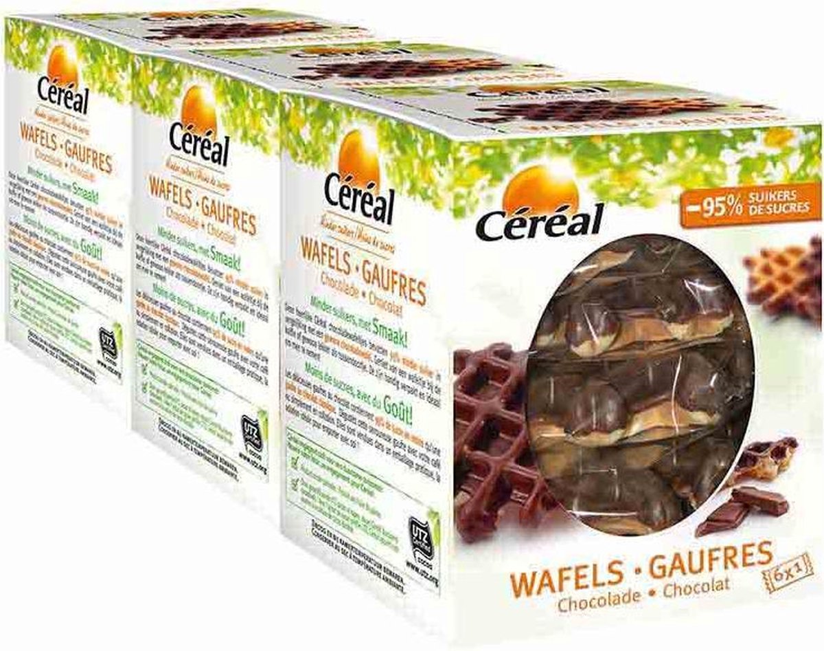 3x Cereal Wafels Chocolade 5 stuks