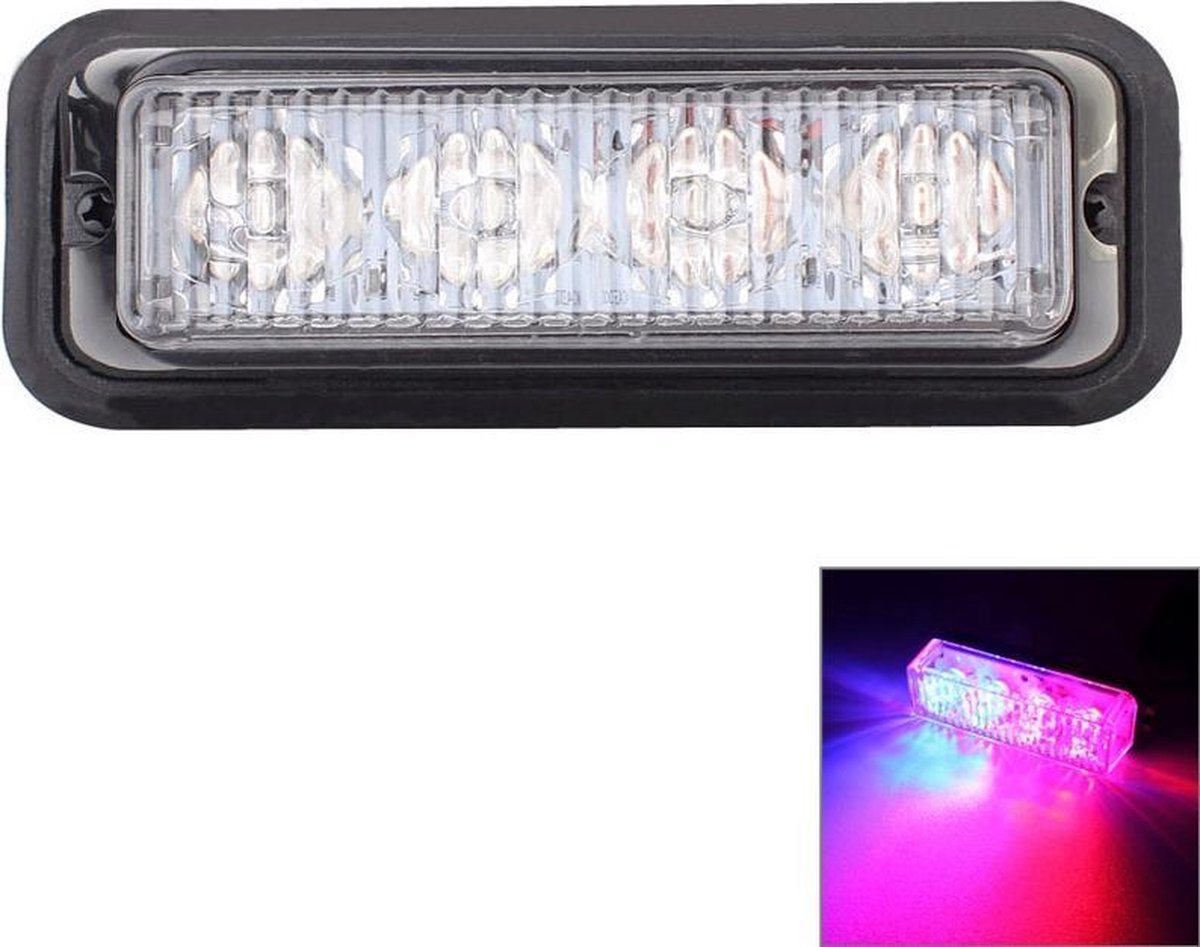 12W 720LM Blauw: 440-480nm / Rood: 635nm 4-LED blauw + rood licht Bedraad auto knipperend waarschuwingssignaallampje