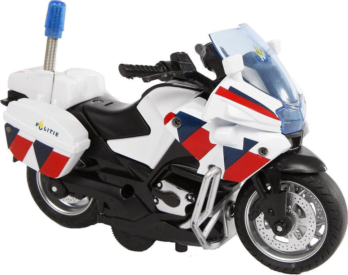 2-Play Auto pb politiemotor + licht/geluid: 13 cm