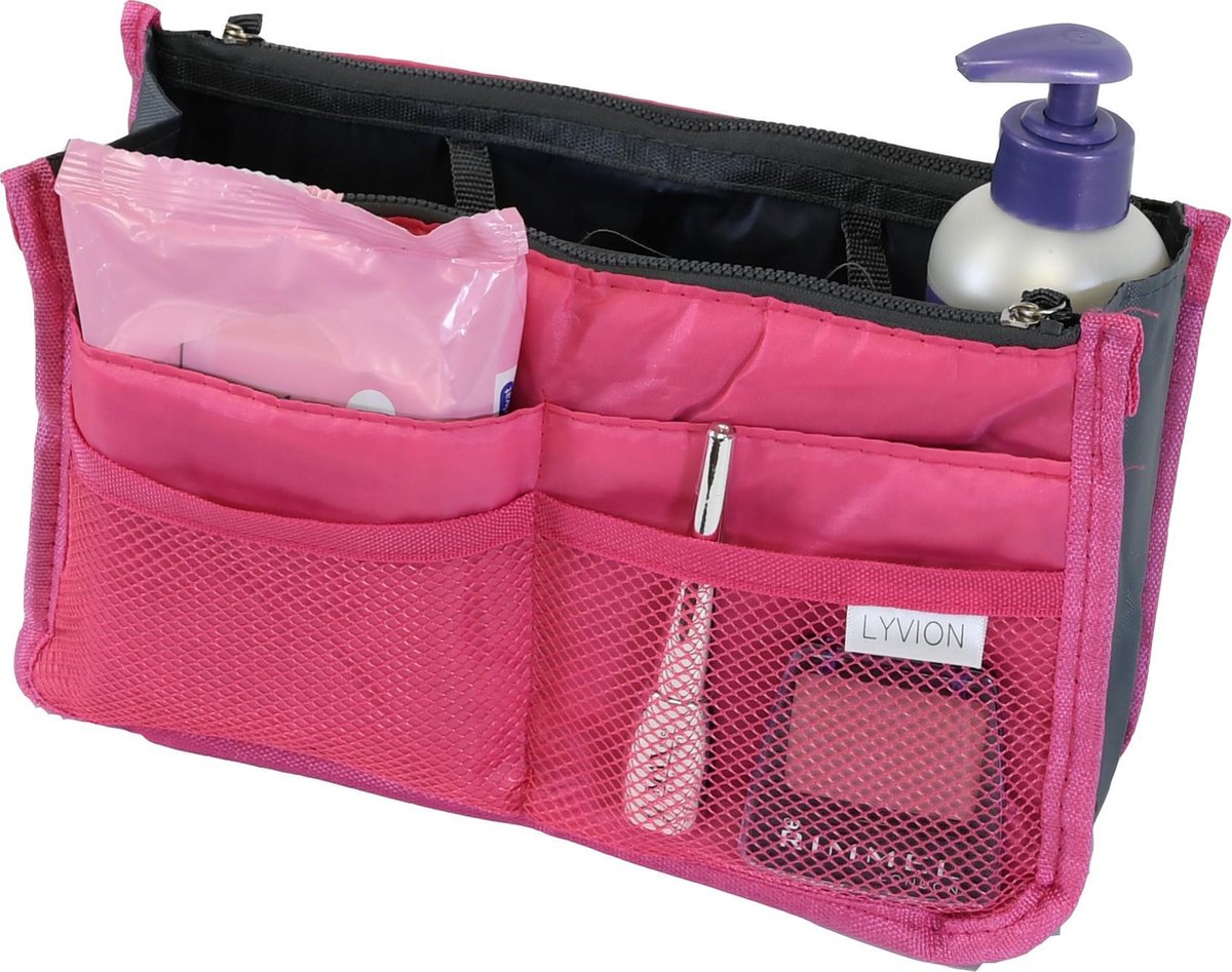 Bag in Bag Tas Organizer 11 vakken en ritssluiting - Roze