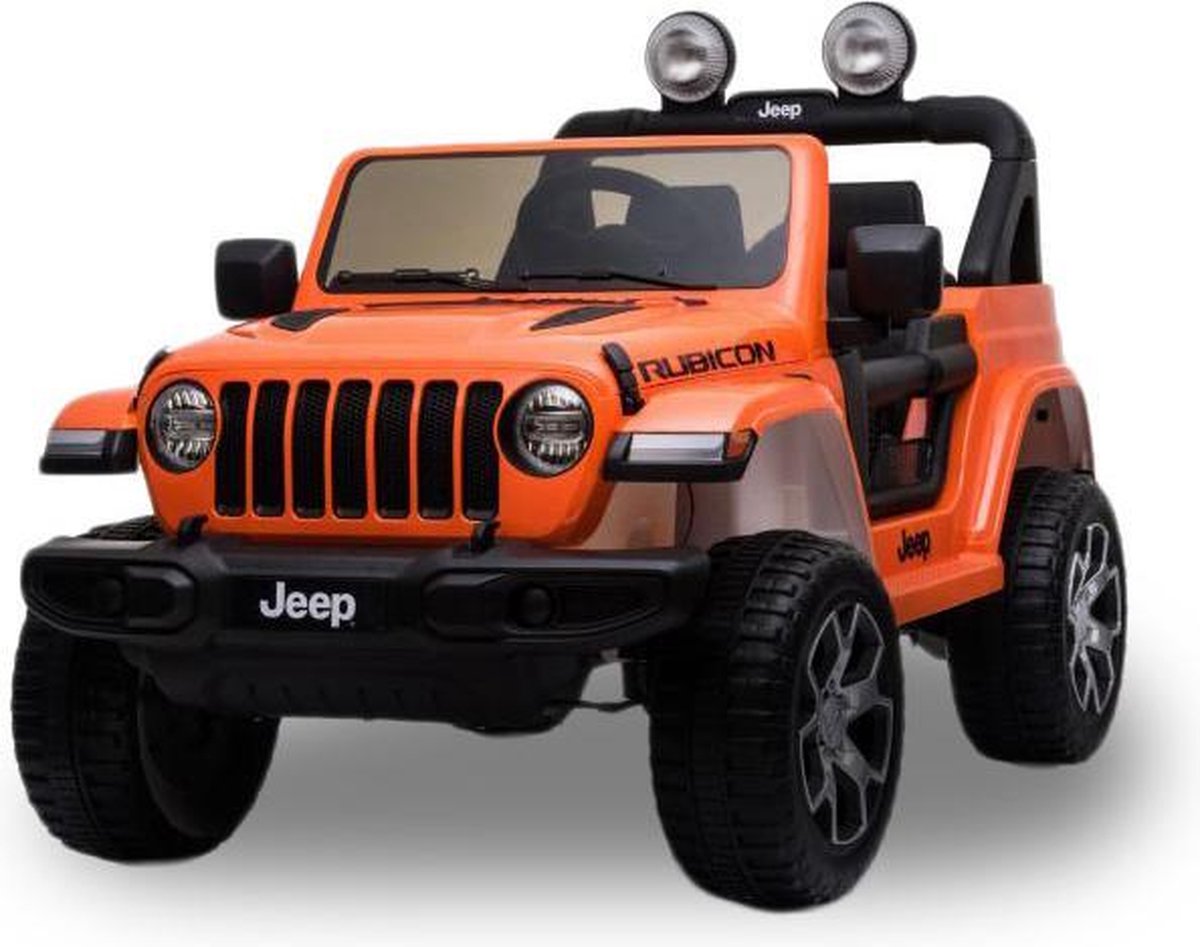 Jeep elektrische kinderauto - Wrangler - Oranje - mp3 speler - rubberen wielen