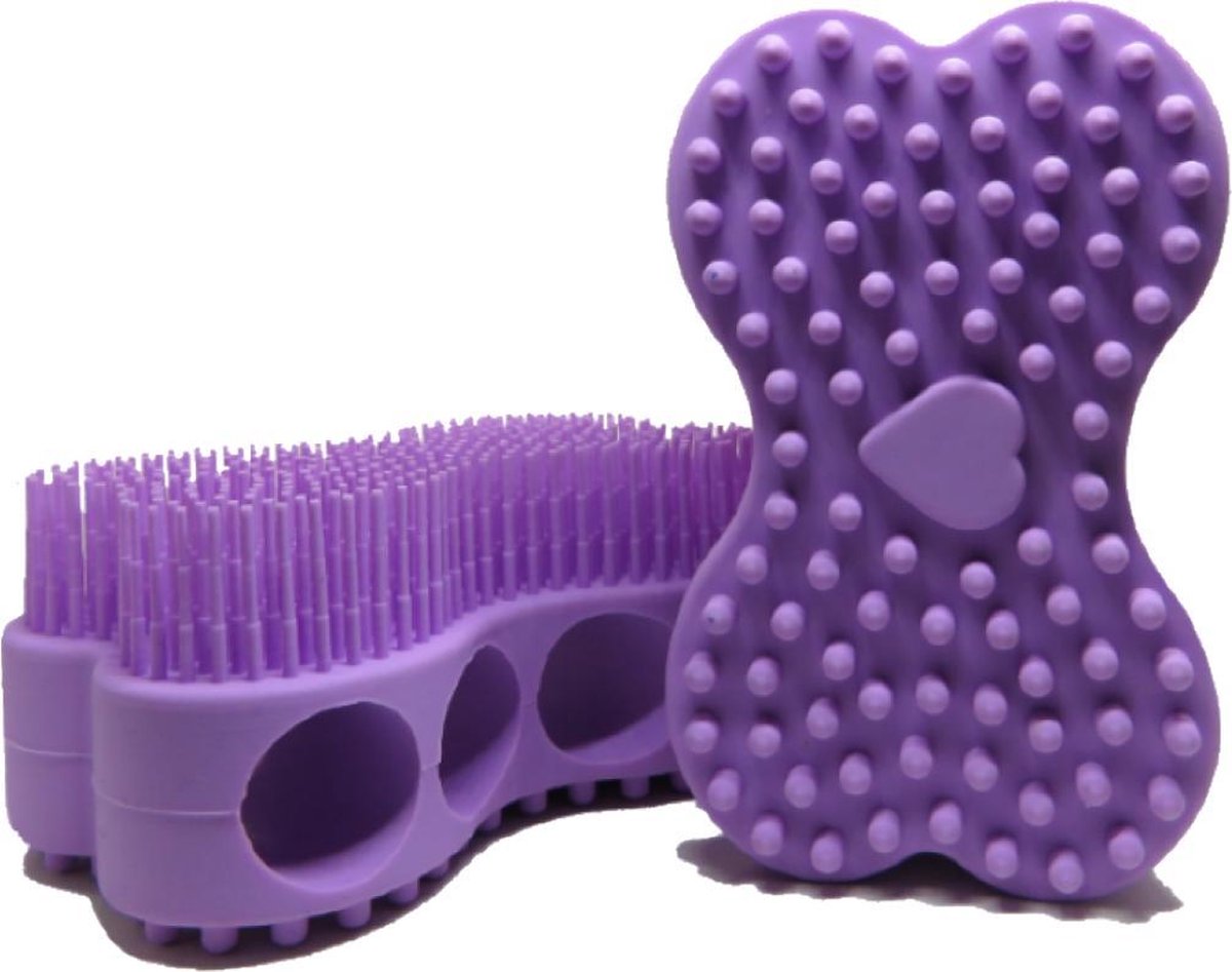 B&P - lichaamsborstel silicone - violet - 2 stuks - bad borstel - dry brush - huidborstel - massage borstel - bad spons