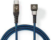 USB-Kabel | USB 2.0 | USB Type-C™ Male | USB Type-C™ Male | 480 Mbps | Verguld | 1.00 m | Rond | Gebreid / Nylon | Blauw / Zwart | Cover Window Box