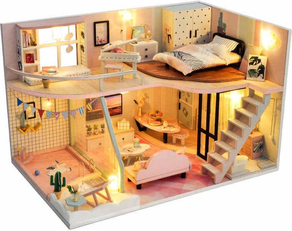 Hewec Mini DIY huis Miniatuur Bouwpakket modelbouw poppenhuis set 30