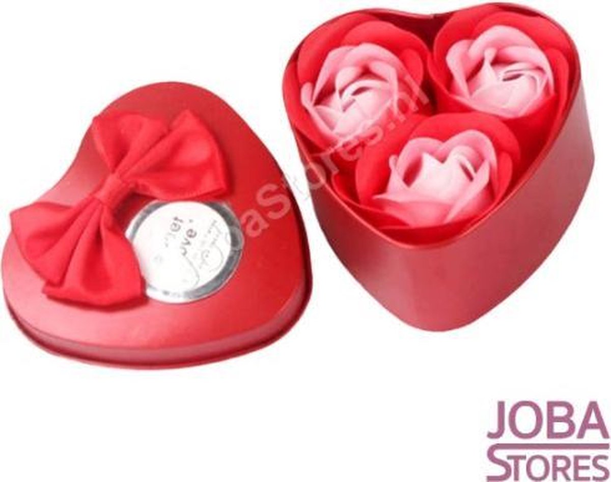 Zeep Roosjes Hart met 3 roosjes (Rood)