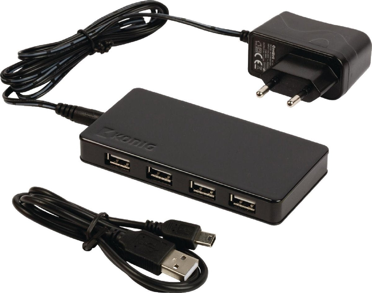 4-Port Hub USB 2.0 Powered Black