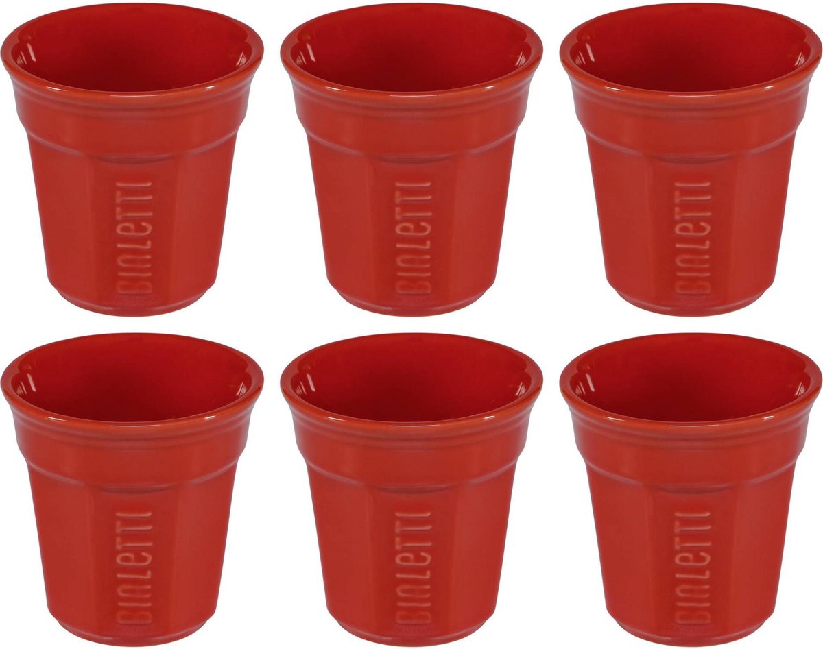 Bialetti Bicchierini Espressobekers Rood - 6 stuks