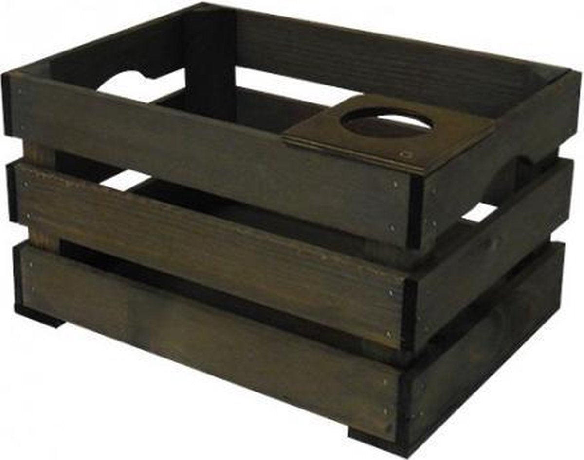 WICKED houten krat klein met koffiekophouder