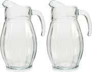 Set van 2x stuks glazen schenkkannen/karaffen 1