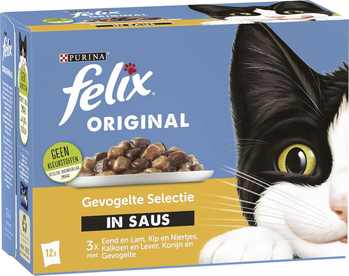 Felix Original Gevogelte Selectie in Saus - Kattenvoer - 48 x 85g