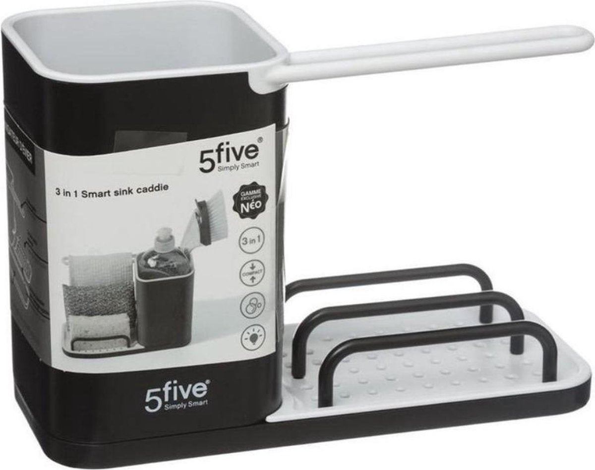 5Five - Sink - Wastafel - Wasbak - Organizer - 3 in 1 - Zwart