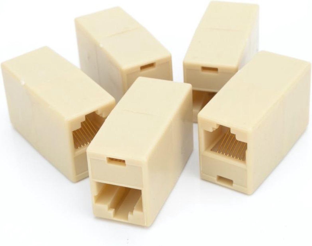 Medicca - 5x UTP Internet Koppelstuk - Ethernet Koppelstuk - UTP - UTP Koppelstuk - RJ45 Koppelstuk - CAT5 - CAT6 - CAT6A