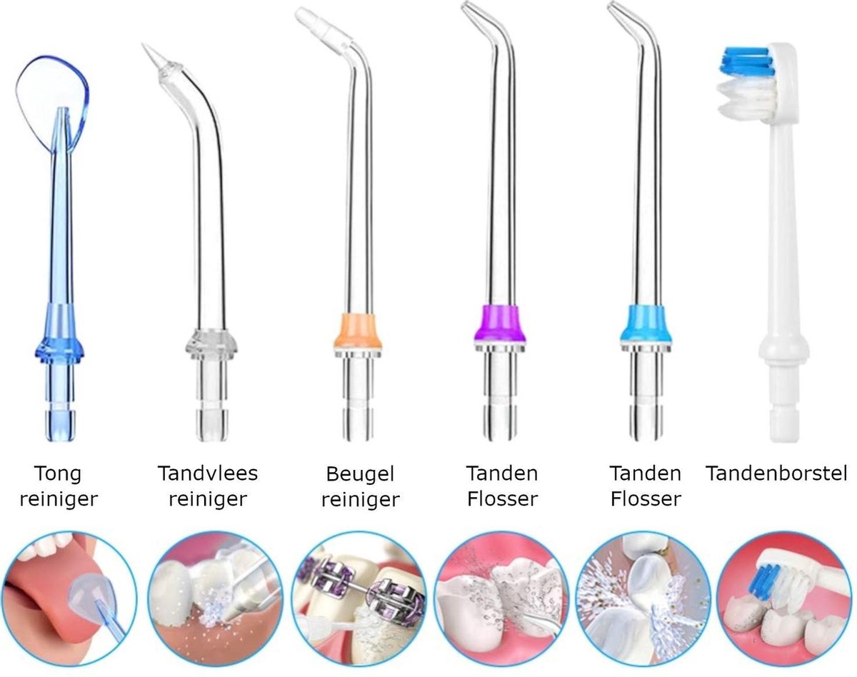 Nula-Waterflosser- 6 Opzetstukken
