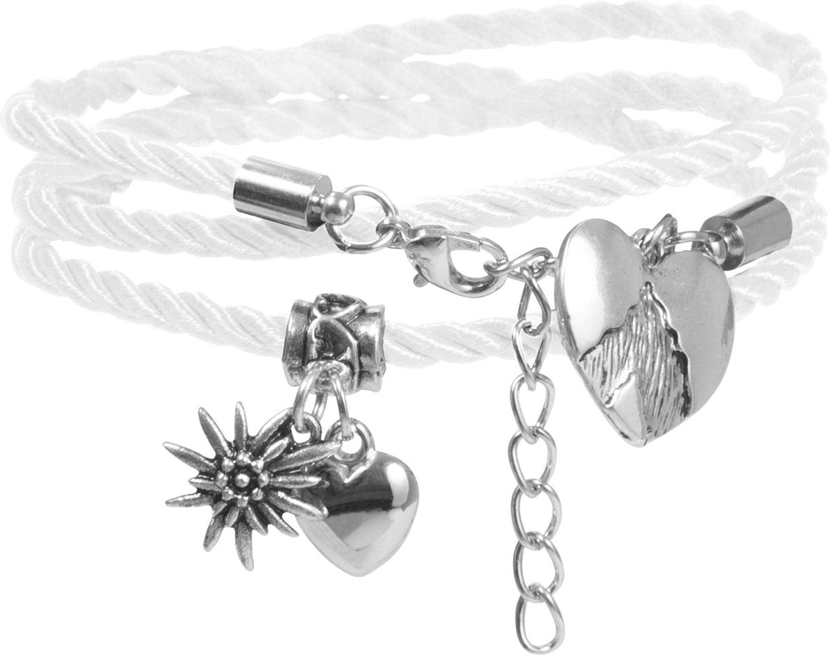 dressforfun - Armband Alpenhart wit  - verkleedkleding kostuum halloween verkleden feestkleding carnavalskleding carnaval feestkledij partykleding - 302952
