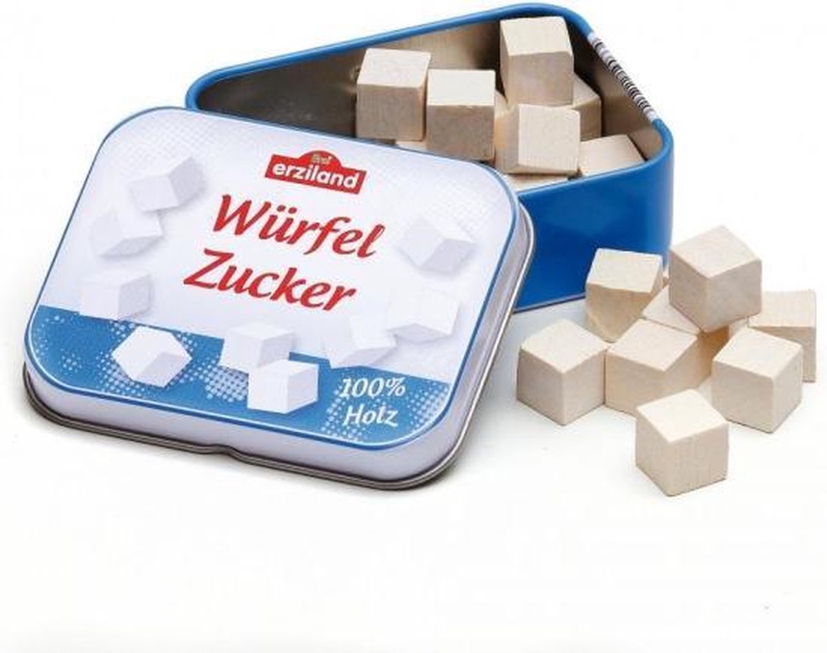 Erzi blikje met houten suikerklontjes