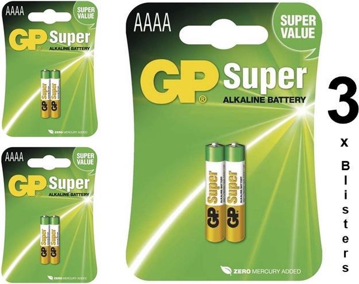 GP Super AAAA MX2500 E96 LR8D425 MN2500 - 6 Stuks (3 Blisters a 2st)